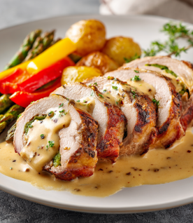 stuffed pork loin with potatoes