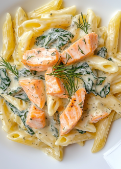 salmon penne florentine