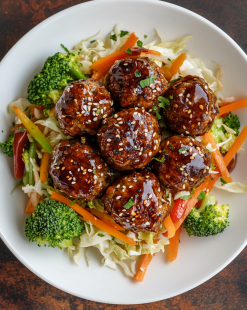 sesame crusted meatballs