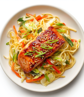 salmon miso lo mein