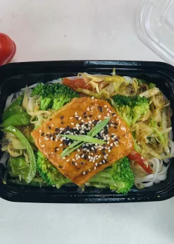 Miso Glazed Salmon with Veggie Lo Mein