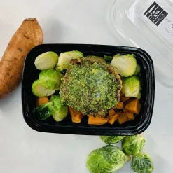 Pesto Turkey Burger with Sweet Potatoes