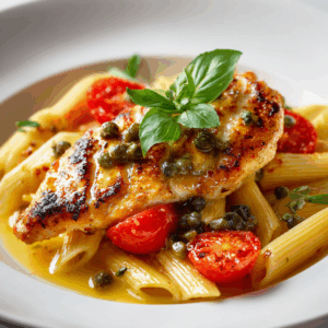 Chicken Piccata with Blistered Tomato Penne