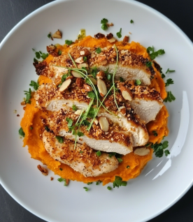 almond chicken with sweet potato puree 125aa8c7