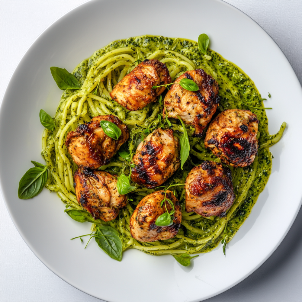 roasted chicken over pesto pasta 3fb509d9