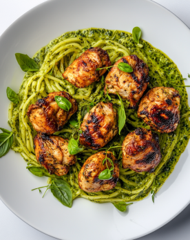 roasted chicken over pesto pasta b2382af4