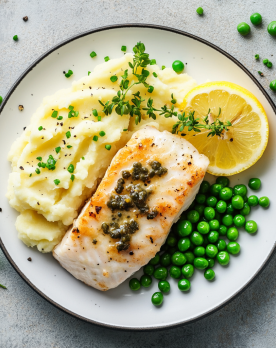 lemon caper fish with mash d1410879